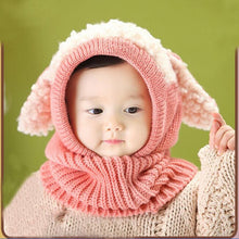 Baby Kids Girls Boys Warm Woolen Cute Rabbit Ears Coif Hood Scarf Caps Hats Toddler bonnet enfant IMY66