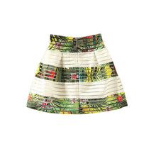 Women Flower Printed High Waisted Tutu Pleated Skirts Zipper Midi Elastic Skirt saia feminina IMY66