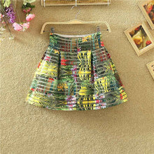 Women Flower Printed High Waisted Tutu Pleated Skirts Zipper Midi Elastic Skirt saia feminina IMY66