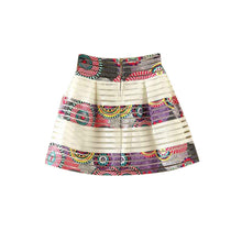 Women Flower Printed High Waisted Tutu Pleated Skirts Zipper Midi Elastic Skirt saia feminina IMY66