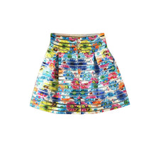 Women Flower Printed High Waisted Tutu Pleated Skirts Zipper Midi Elastic Skirt saia feminina IMY66
