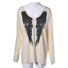 Women Casual Long Sleeve V Neck Wing Printed Front Loose Boho Top T-Shirt Dress blusa feminina IMY66