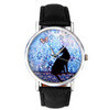Women Casual Watches Cartoon Cat Pattern Faux Leather Band Analog Quartz Wrist Watch Relogio Feminino IMY66
