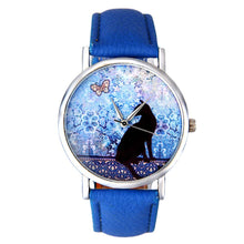 Women Casual Watches Cartoon Cat Pattern Faux Leather Band Analog Quartz Wrist Watch Relogio Feminino IMY66