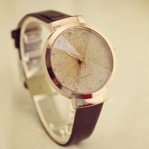Women Girls Casual Sands Starry Simple Temperament Belt Table Diamond Quartz Watch IMY66