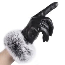 Women Gloves Warm Rabbit Fur Mittenstest Lady Gloves PU Leather Gloves Mittens For Women IMY66