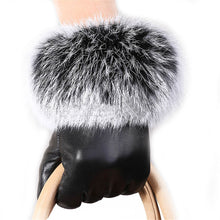 Women Gloves Warm Rabbit Fur Mittenstest Lady Gloves PU Leather Gloves Mittens For Women IMY66