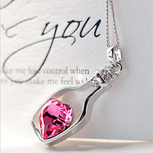 Women Ladies Popular Alloy Chain Crystal Pendant Necklace Love Drift Bottles IMY66