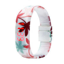 Fashion! Womens Mens Kid Floral Printed Bracelet Dress Watches Rubber LED Date s Digital Wrist Watch IMY66