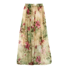 Floral Patterns Pleated Elastic Waist Long Maxi Skirt Big Bottom Printed Bohemia Skirt Women Full Long Chiffon Skirt IMY66