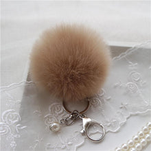 Fluffy Ball Keychain Cute Keychains Simulation Rabbit Fur Ball Key Chain For Car Key Ring Bag Pendant Chains Sliver IMY66