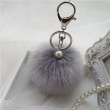 Fluffy Ball Keychain Cute Keychains Simulation Rabbit Fur Ball Key Chain For Car Key Ring Bag Pendant Chains Sliver IMY66