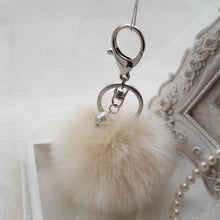 Fluffy Ball Keychain Cute Keychains Simulation Rabbit Fur Ball Key Chain For Car Key Ring Bag Pendant Chains Sliver IMY66
