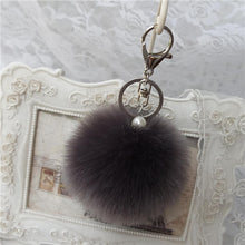 Fluffy Ball Keychain Cute Keychains Simulation Rabbit Fur Ball Key Chain For Car Key Ring Bag Pendant Chains Sliver IMY66