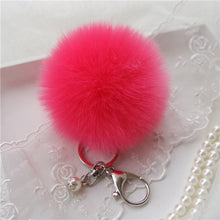 Fluffy Ball Keychain Cute Keychains Simulation Rabbit Fur Ball Key Chain For Car Key Ring Bag Pendant Chains Sliver IMY66
