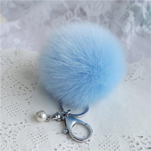 Fluffy Ball Keychain Cute Keychains Simulation Rabbit Fur Ball Key Chain For Car Key Ring Bag Pendant Chains Sliver IMY66