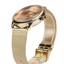 Geneva Womens Classic Golden Watch Luxury Stainless Steel Mesh Quartz Wrist Watch montre femme relogio feminino IMY66
