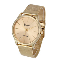 Geneva Womens Classic Golden Watch Luxury Stainless Steel Mesh Quartz Wrist Watch montre femme relogio feminino IMY66