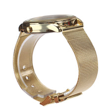 Geneva Womens Classic Golden Watch Luxury Stainless Steel Mesh Quartz Wrist Watch montre femme relogio feminino IMY66