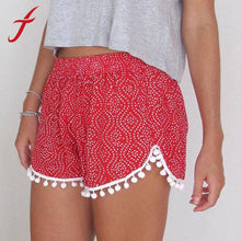 Women Cute Polka Dot Printed High Waist Casual Elastic Tassel Beach Boho Shorts Feminino Free Shippping IMY66