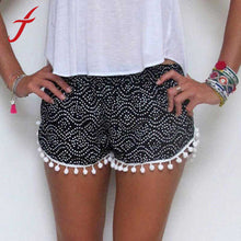 Women Cute Polka Dot Printed High Waist Casual Elastic Tassel Beach Boho Shorts Feminino Free Shippping IMY66