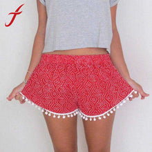 Women Cute Polka Dot Printed High Waist Casual Elastic Tassel Beach Boho Shorts Feminino Free Shippping IMY66