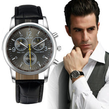 Luxury Stainless Steel Casual Watches Men Three Eyes Faux Leather Men Analog Watch relojio Watches Clock Hours IMY66