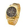 Men Stainless Steel Watch Luxury Gold Plated Three Eyes Analog Quartz Movement Wrist Watches IMY66