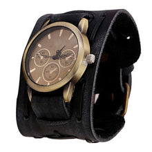 Men Style Retro Punk Rock Brown Big Wide Leather Bracelet Watch Male Cool Cuff Casual Analog Watches IMY66