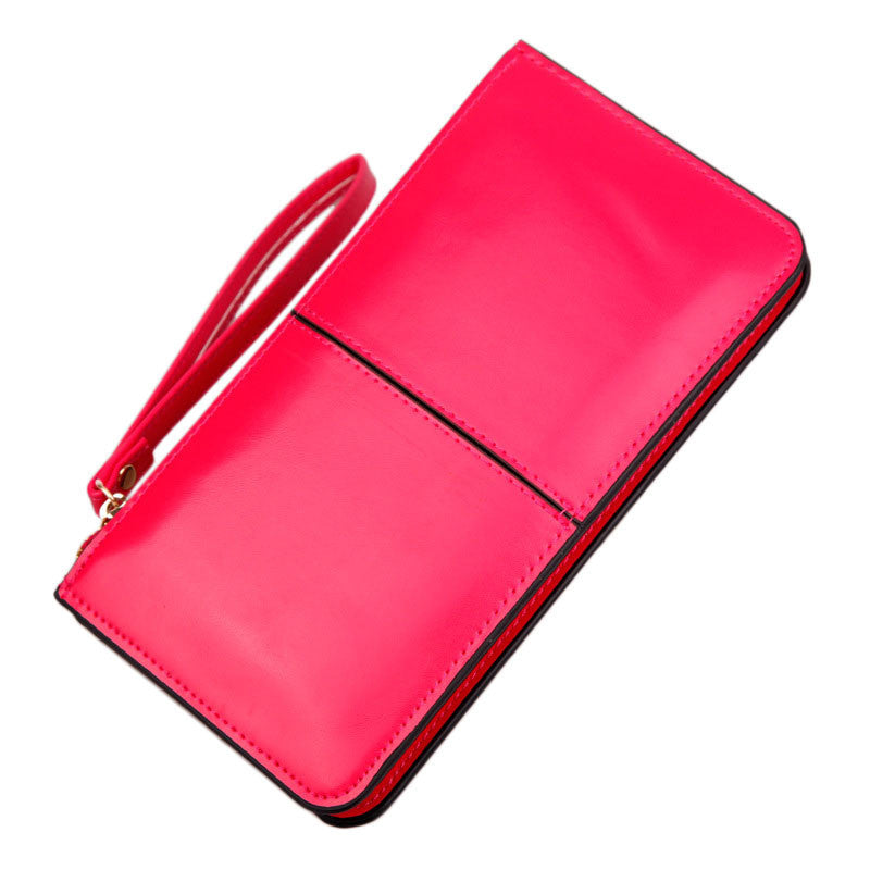 Retro Solid Color Card Holder Long Purse PU Leather Handbags Clutch bag Stitching Lady Women Wallet IMY66