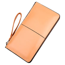 Retro Solid Color Card Holder Long Purse PU Leather Handbags Clutch bag Stitching Lady Women Wallet IMY66