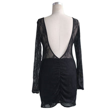 Sexy Dress Women Casual Backless O Neck Lace Dresses Long Sleeve Club wear Party Pencil Dress vestidos feminino robe IMY66