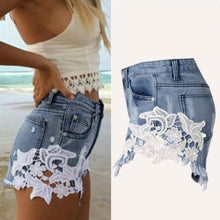Sexy Lace Patchworkpants High Waiste Tassels Ripped Shorts Jeans Trousers Plus Size Women Denim Jeans Shorts IMY66