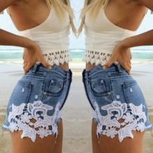 Sexy Lace Patchworkpants High Waiste Tassels Ripped Shorts Jeans Trousers Plus Size Women Denim Jeans Shorts IMY66