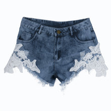 Sexy Lace Patchworkpants High Waiste Tassels Ripped Shorts Jeans Trousers Plus Size Women Denim Jeans Shorts IMY66