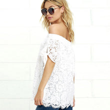 Sexy Off Shoulder Blouse Women Lace Shirt Casual Short Sleeve Shirts Tops Beach Blouses White Blusas IMY66
