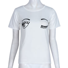 Eye Lashes Red Lips Loose T-shirts Print Women/Girl T-Shirt Cotton Women's Clothing Short Sleeve Tee IMY66