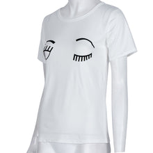 Eye Lashes Red Lips Loose T-shirts Print Women/Girl T-Shirt Cotton Women's Clothing Short Sleeve Tee IMY66