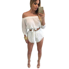 Style Casual 2 Pieces Set Dress Women's Sexy Off Shoulder Solid Color Lace Dress Suit Beach Wear vestidos IMY66