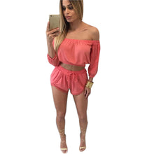 Style Casual 2 Pieces Set Dress Women's Sexy Off Shoulder Solid Color Lace Dress Suit Beach Wear vestidos IMY66