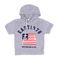 Style Children Kids Boys Clothing Sets Anchors Flag Printed Short Sleeve s Hooded T-shirt+Pants Suits IMY66