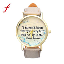 Unisex Casual PU Leather I HAVEN'T BEEN EVERYWHERE Band Analog Quartz Dial Wrist Watch For Women Men IMY66