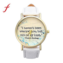 Unisex Casual PU Leather I HAVEN'T BEEN EVERYWHERE Band Analog Quartz Dial Wrist Watch For Women Men IMY66