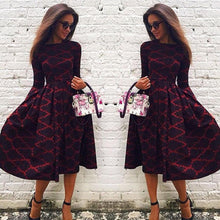 Vintage Sexy Dress Women Long Sleeve Boho Red Plaid Long Maxi Bodycon Bandage Dress vestido de festa robe femme IMY66