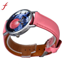 Vogue PU Leather Band Casual Cartoon Balloon Cat Pattern Analog Quartz Wrist Watch For Watch Relogio IMY66