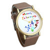 "Who Cares" Faux PU Leather Quartz Round Dial Analog Wristwatch Dress Watches For Women F12 IMY66