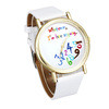 "Who Cares" Faux PU Leather Quartz Round Dial Analog Wristwatch Dress Watches For Women F12 IMY66