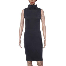 Celebrity Style Women Stretch Turtleneck Sleeveless Knitted Slim Bodycon Party Evening Midi Dress IMY66