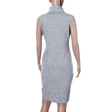 Celebrity Style Women Stretch Turtleneck Sleeveless Knitted Slim Bodycon Party Evening Midi Dress IMY66