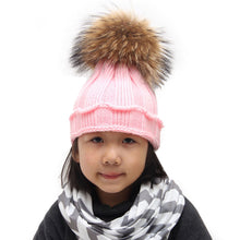 Children Kids baby Raccoon Fox Fur Hats Knitted Wool Hemming Hat Caps For Boys Girls Toddler bonnet enfant IMY66